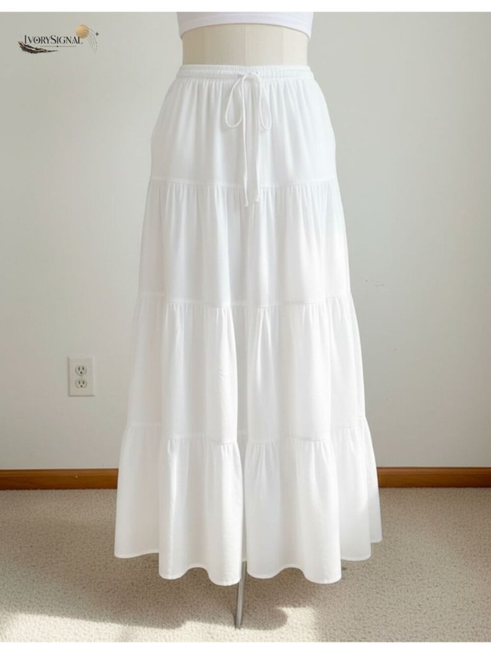 Flowy Tiered Maxi Skirt with Pockets Ankle Length A-Line Renaissance